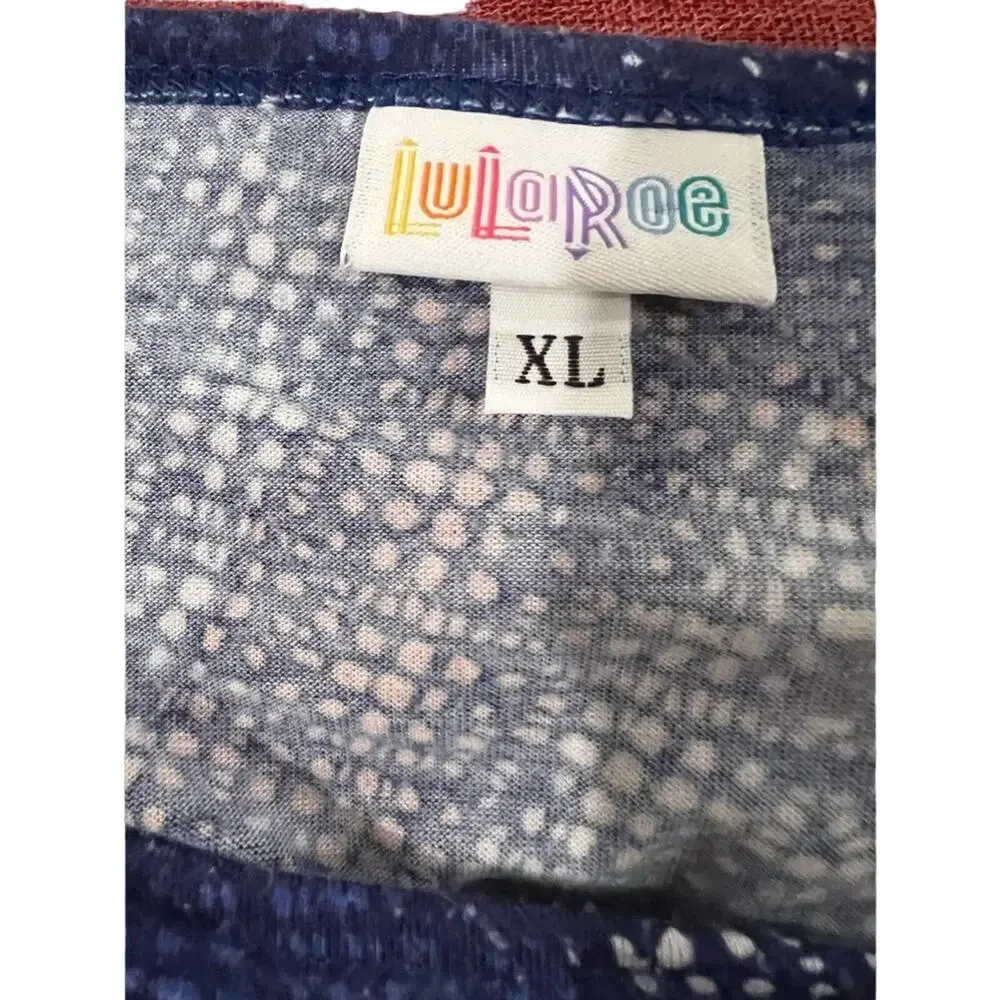 LuLaRoe Women’s Julia Geometric Design Blue White & Pink Knee Length Dress Sz XL